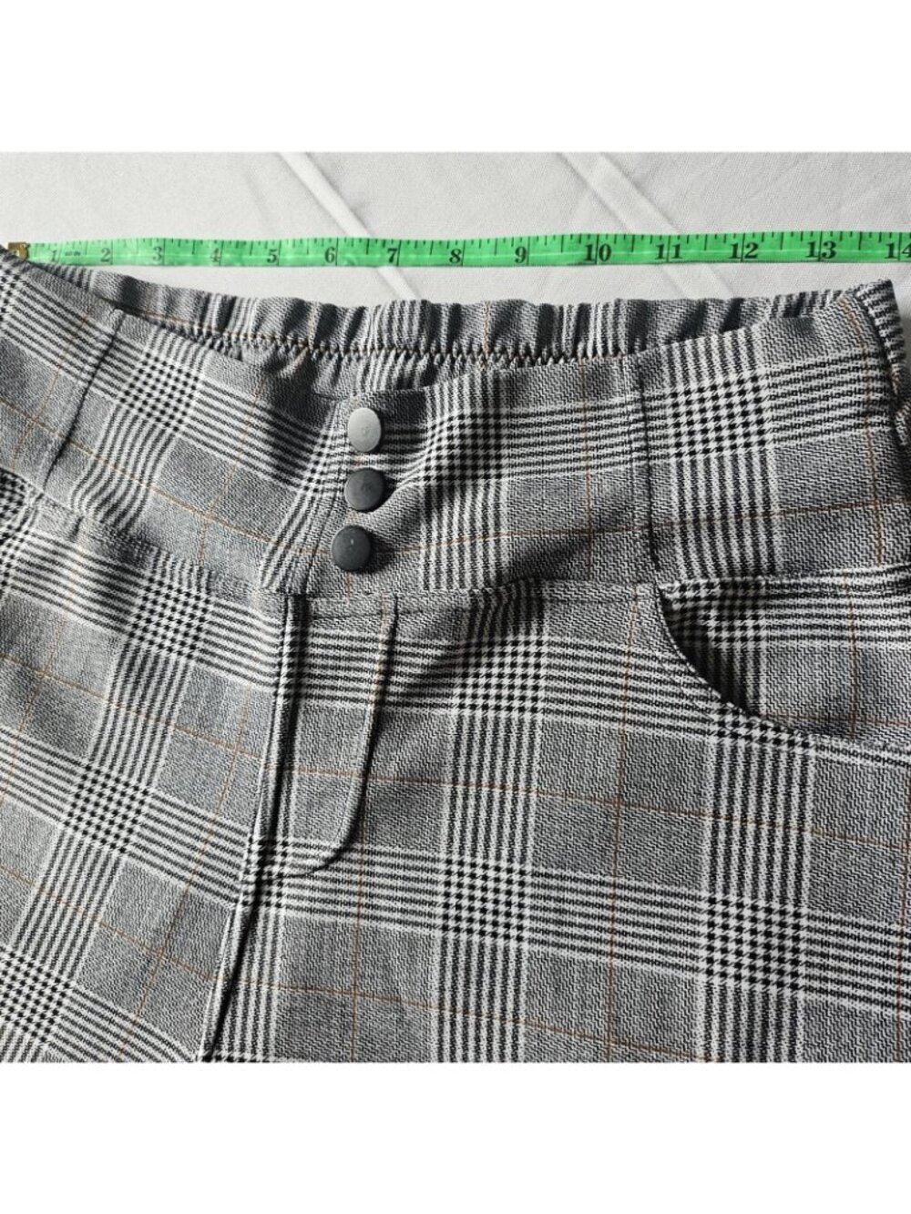 I Believe Slimming Pants Womens Plus Size 1X Gray Plaid Soft Stretch Pull On - Picture 4 of 12